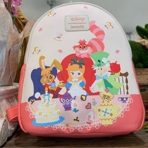 NWT Disney Loungefly  Alice In Wonderland Pink Tea Party Mini Backpack